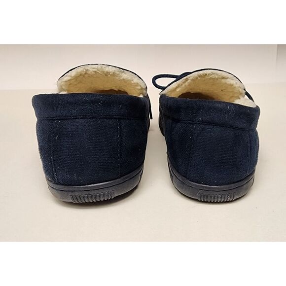 Vance Mens Shearling Slip-on Moccasin Slipper Navy Blue Size 11M - Picture 4 of 9